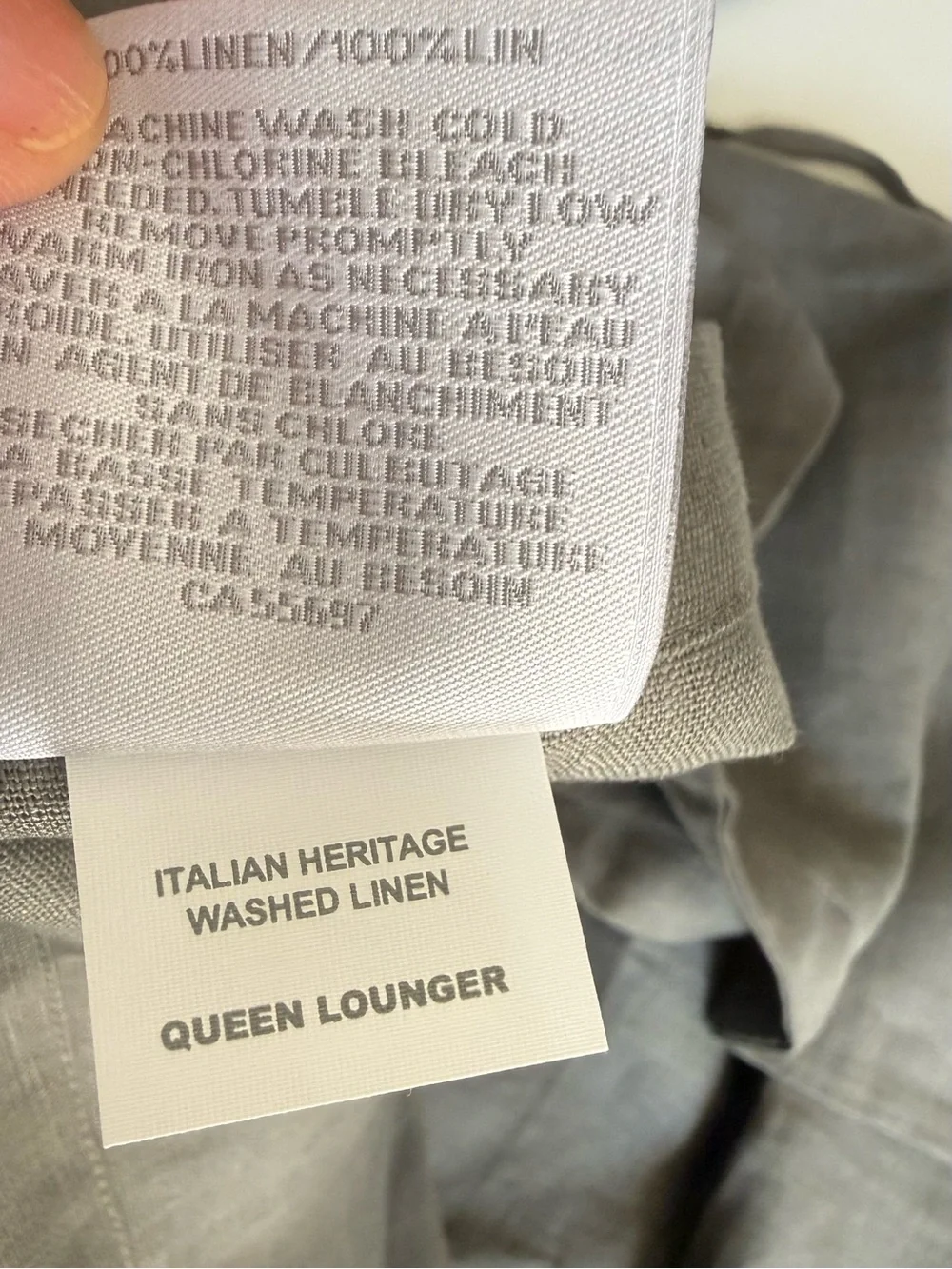 RH Italian Heritage Washed Linen Sham 28x34 Graphite Gray
